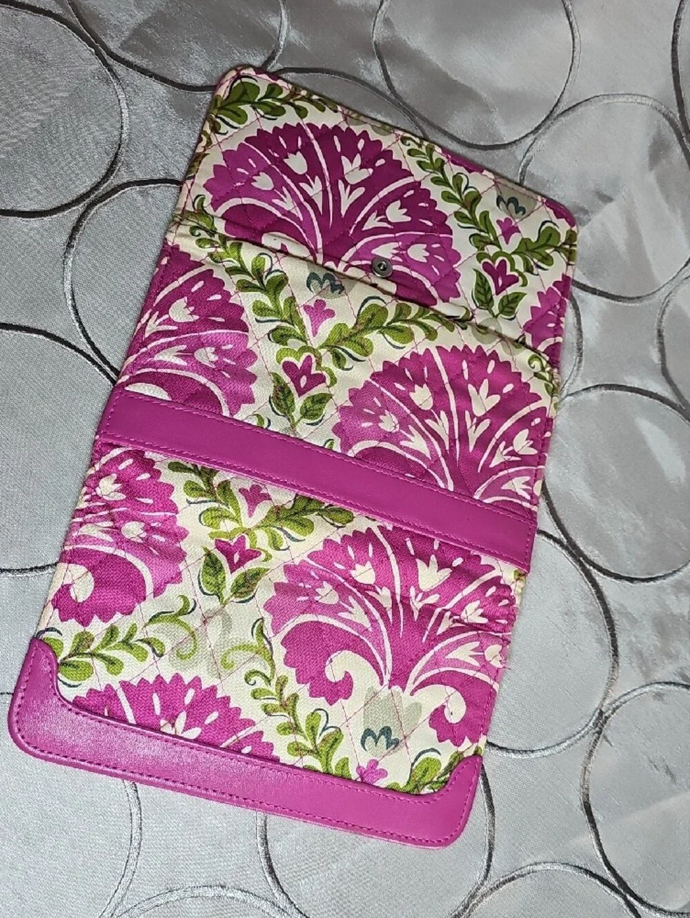 Vera Bradley Quilted Pink & Green Floral Snap Wallet